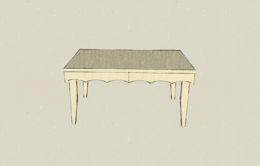 Scalloped Maple Table Design Drawing