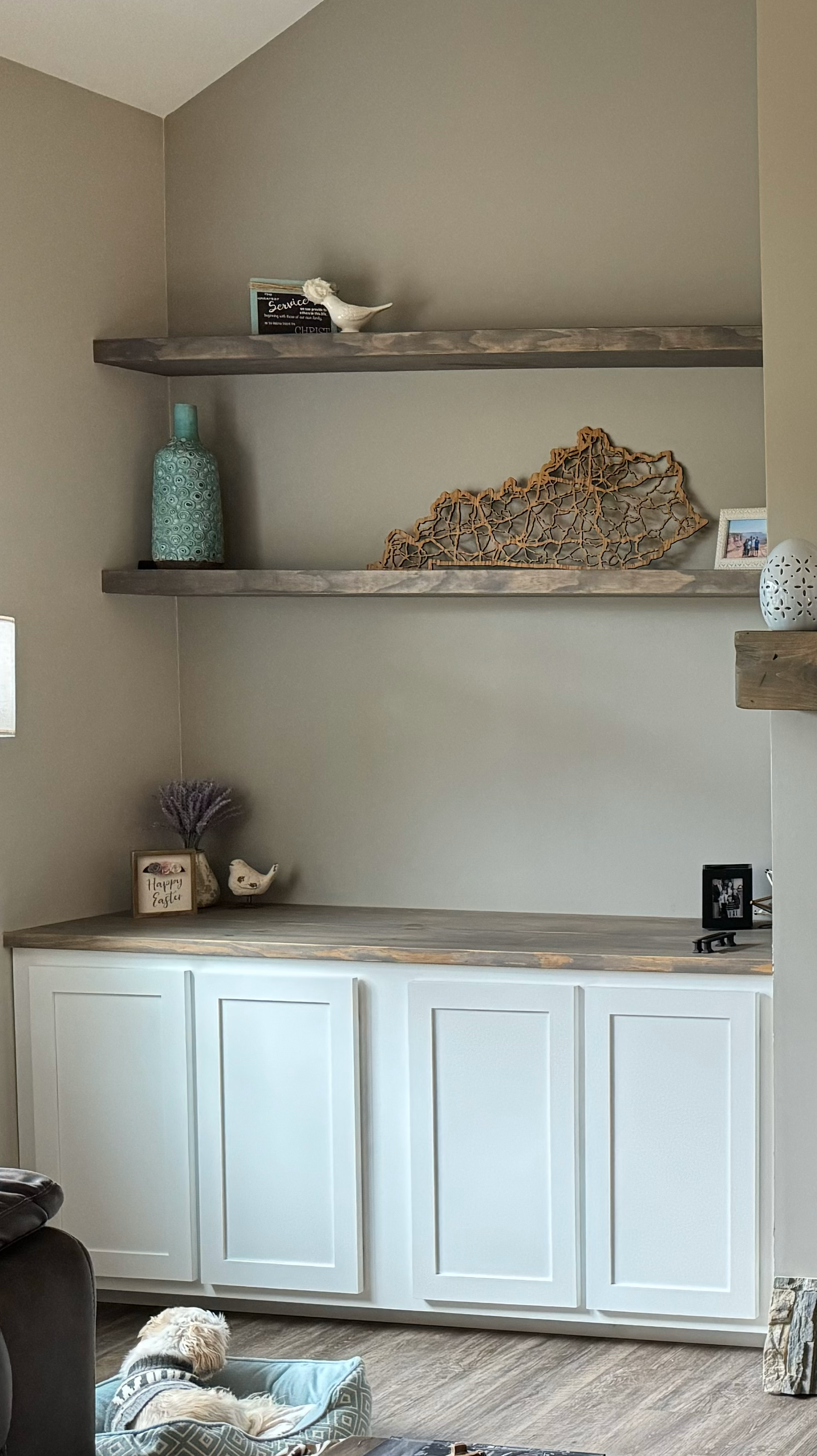 Custom built-in cabinet with floating shelves